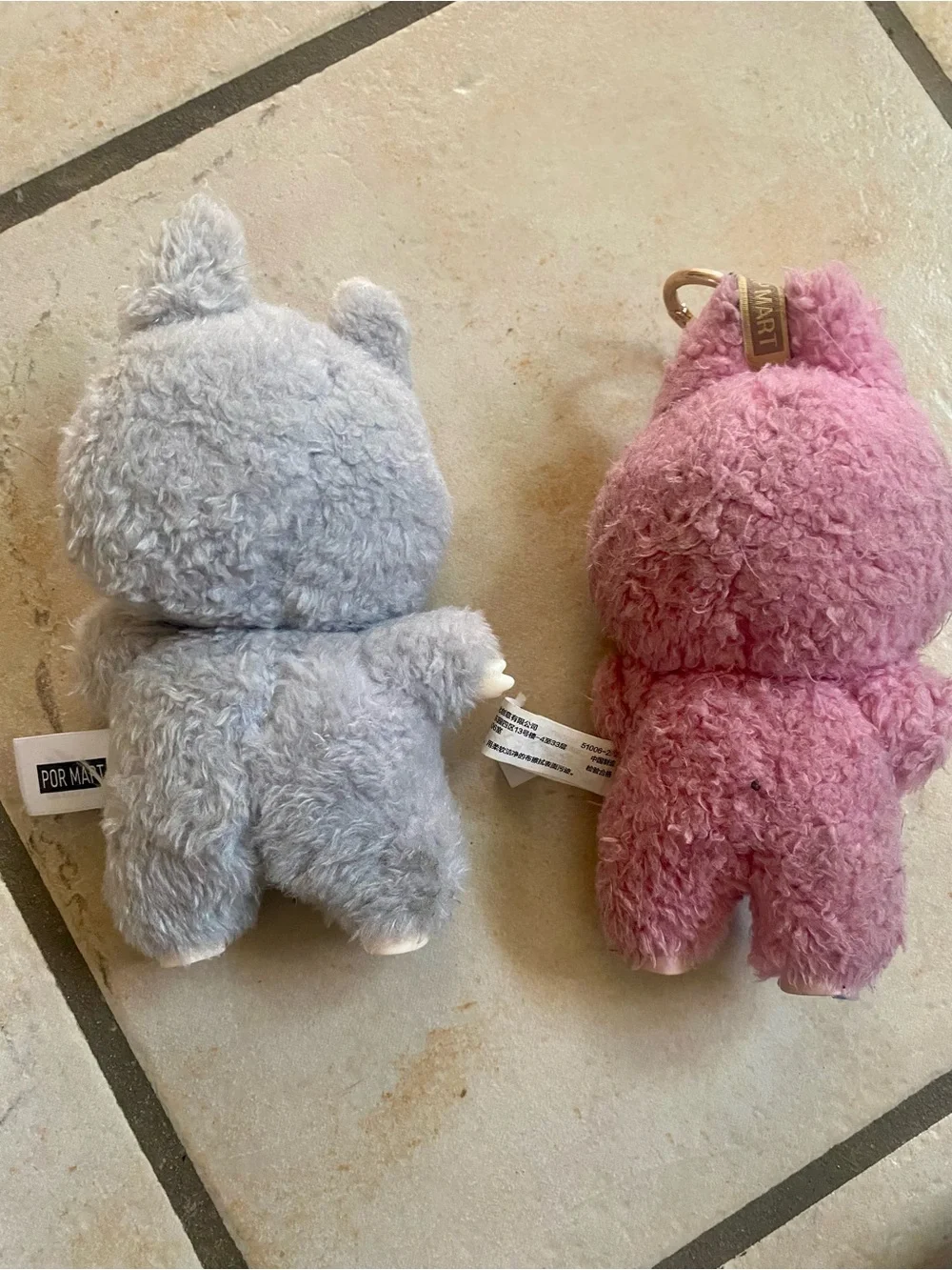 Plush Keychain Duo - Gray and Pink Small Pets Plush
